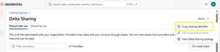 copy share identifier - delta sharing
