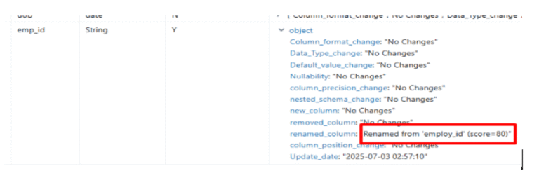 5.Rename column detection - schema drift